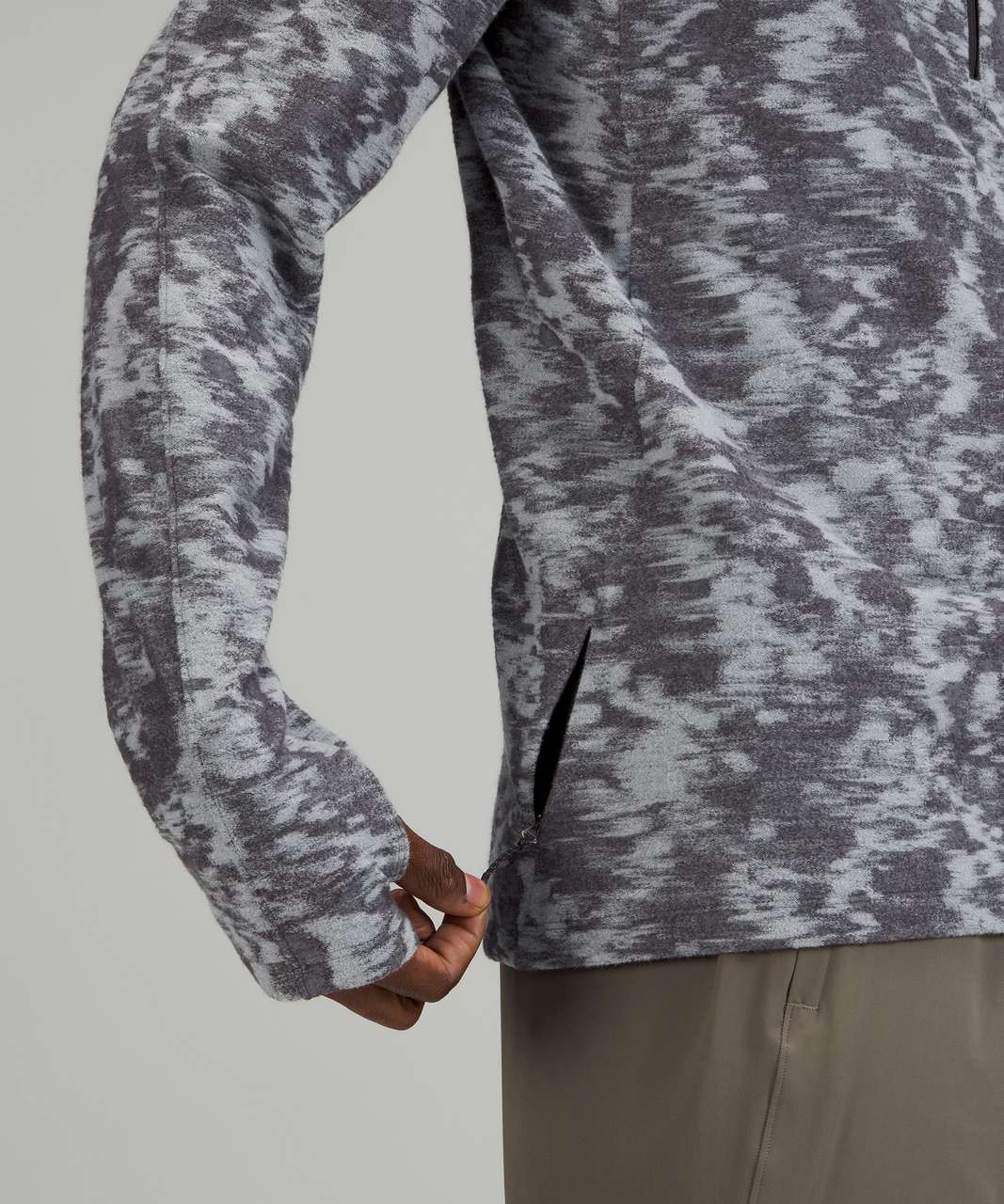 Lululemon Surge Warm Half-Zip - Data Rush Mini Jacquard Rhino Grey Black Granite