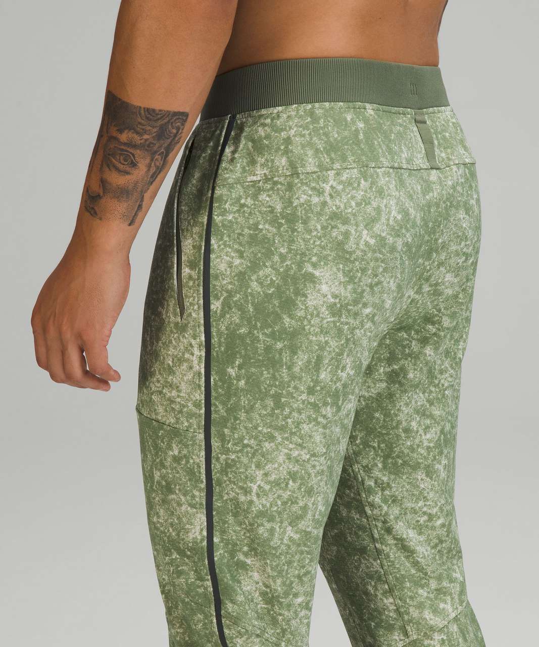 Lululemon Textured Tech Pant - Denim Wash Print Green Twill Multi