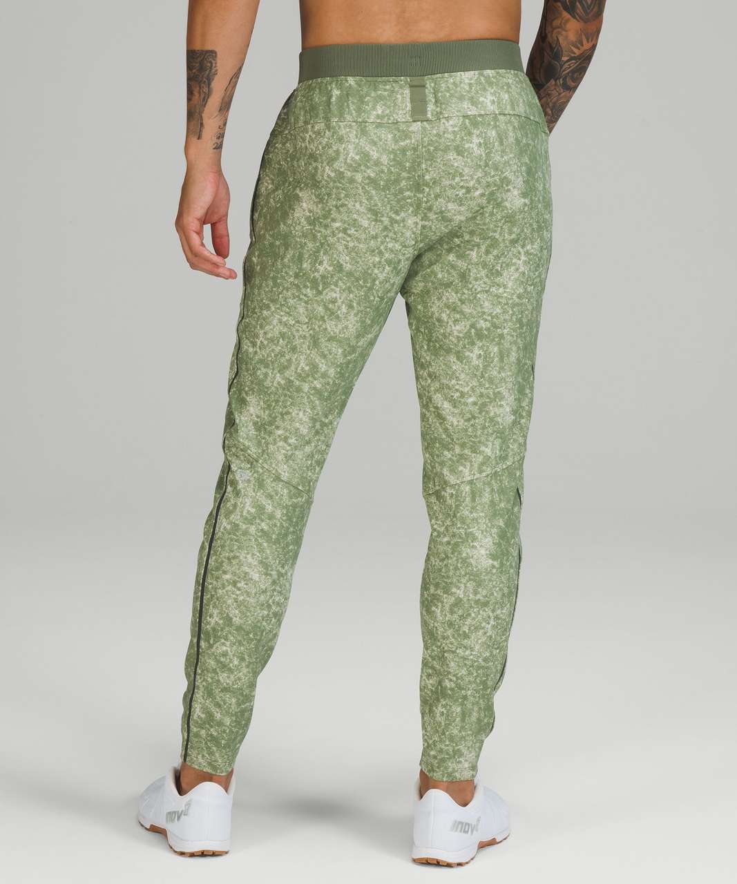 Lululemon Textured Tech Pant - Denim Wash Print Green Twill Multi