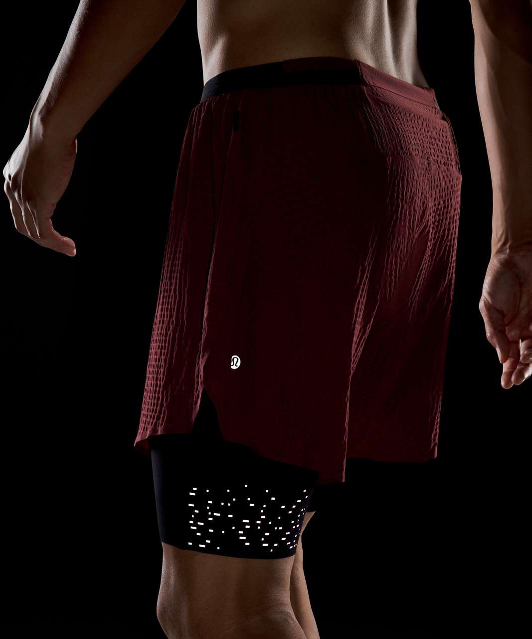 Lululemon Surge Lined Short 6" *Special Edition - Mulled Wine / Inflect Textured Raw Linen Multi