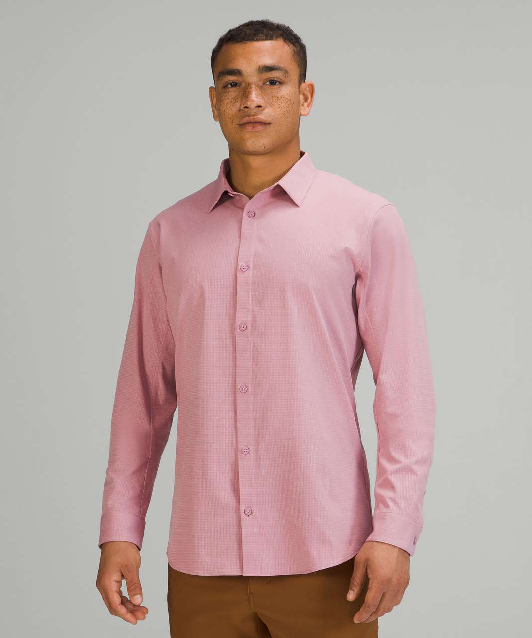 Lululemon Airing Easy Long Sleeve Button Up Shirt *Ventlight Mesh - Heathered Pink Taupe