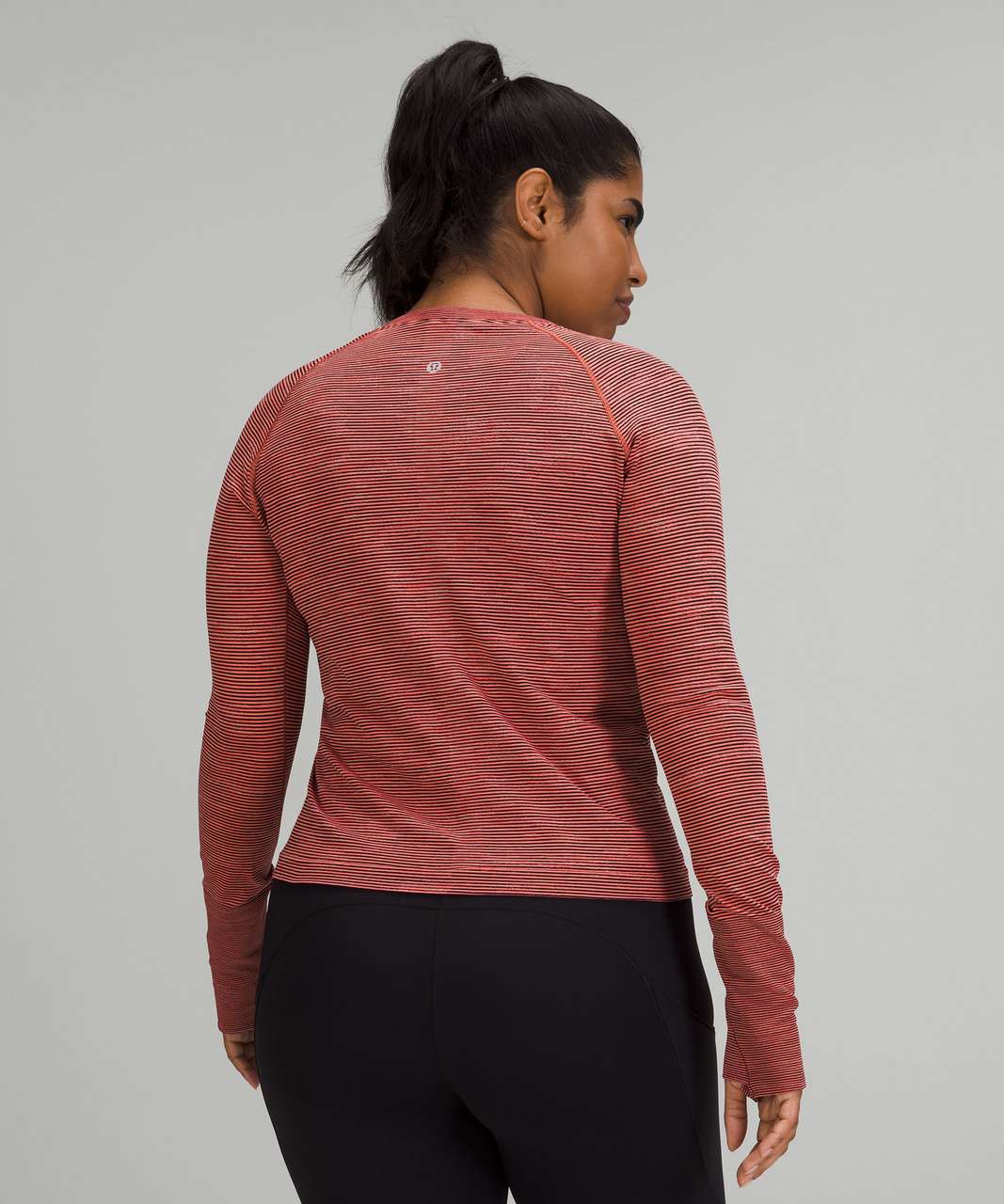 Lululemon Swiftly Tech Long Sleeve Shirt 2.0 *Race Length - Chroma Check Stripe Raspberry Cream / Black / Flare Multi