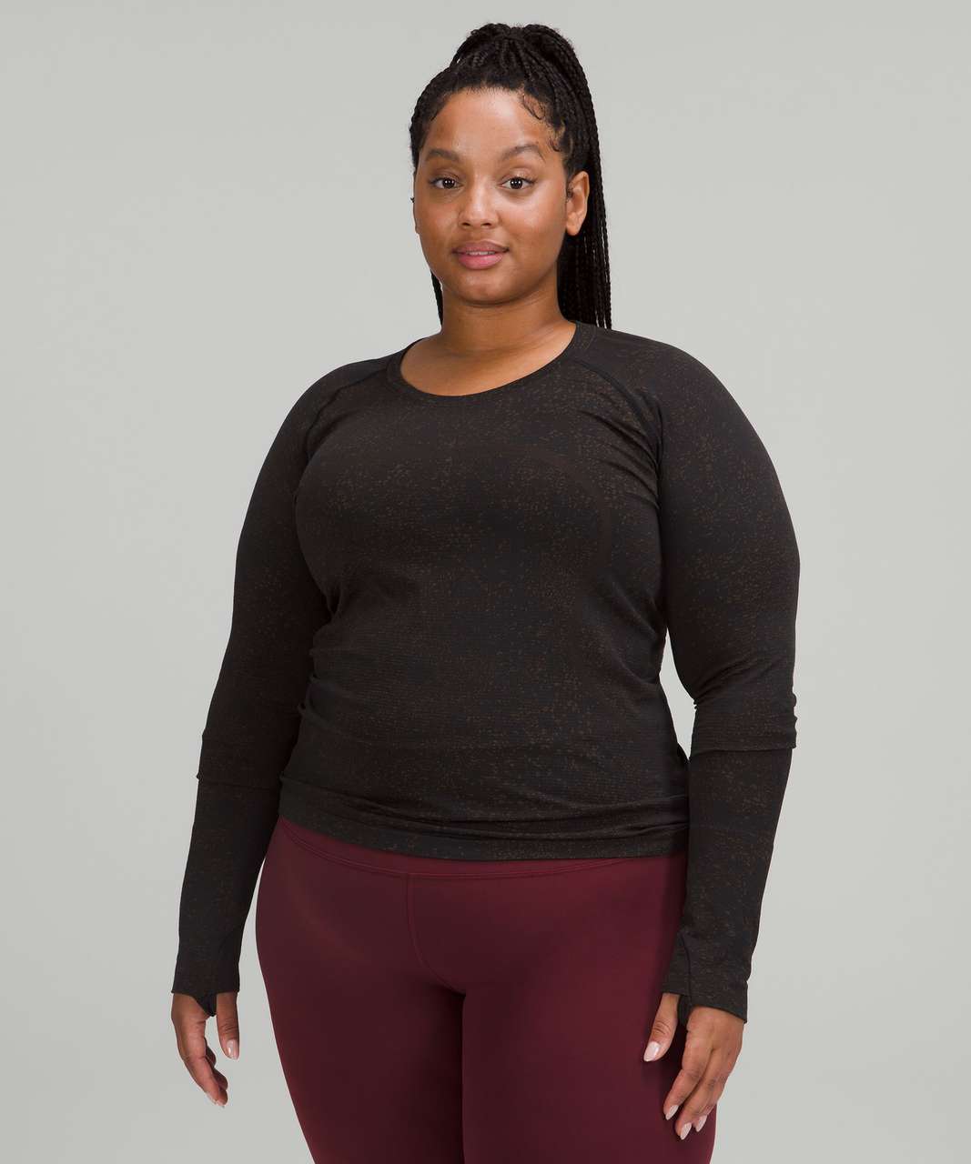 Lululemon Swiftly Tech Long Sleeve Shirt 2.0 *Race Length - Smoky Red /  Black - lulu fanatics