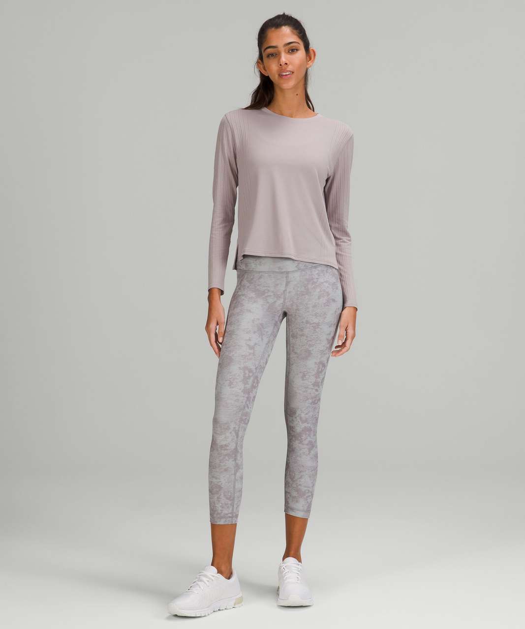 Lululemon Wunder Train High-Rise Crop 23 - Tactile Jacquard Lunar Rock  Delicate Mint - lulu fanatics