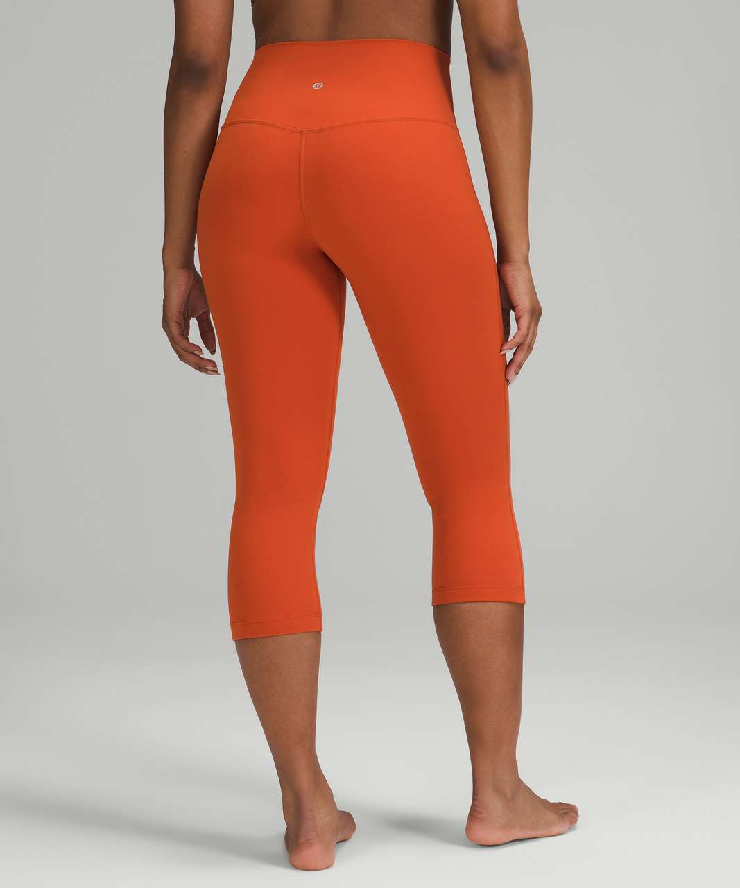 WOMENS LULULEMON GRAY, ORANGE RUCHED LEG WITH ZIPPER POCKET CROP LEGGING ~  8