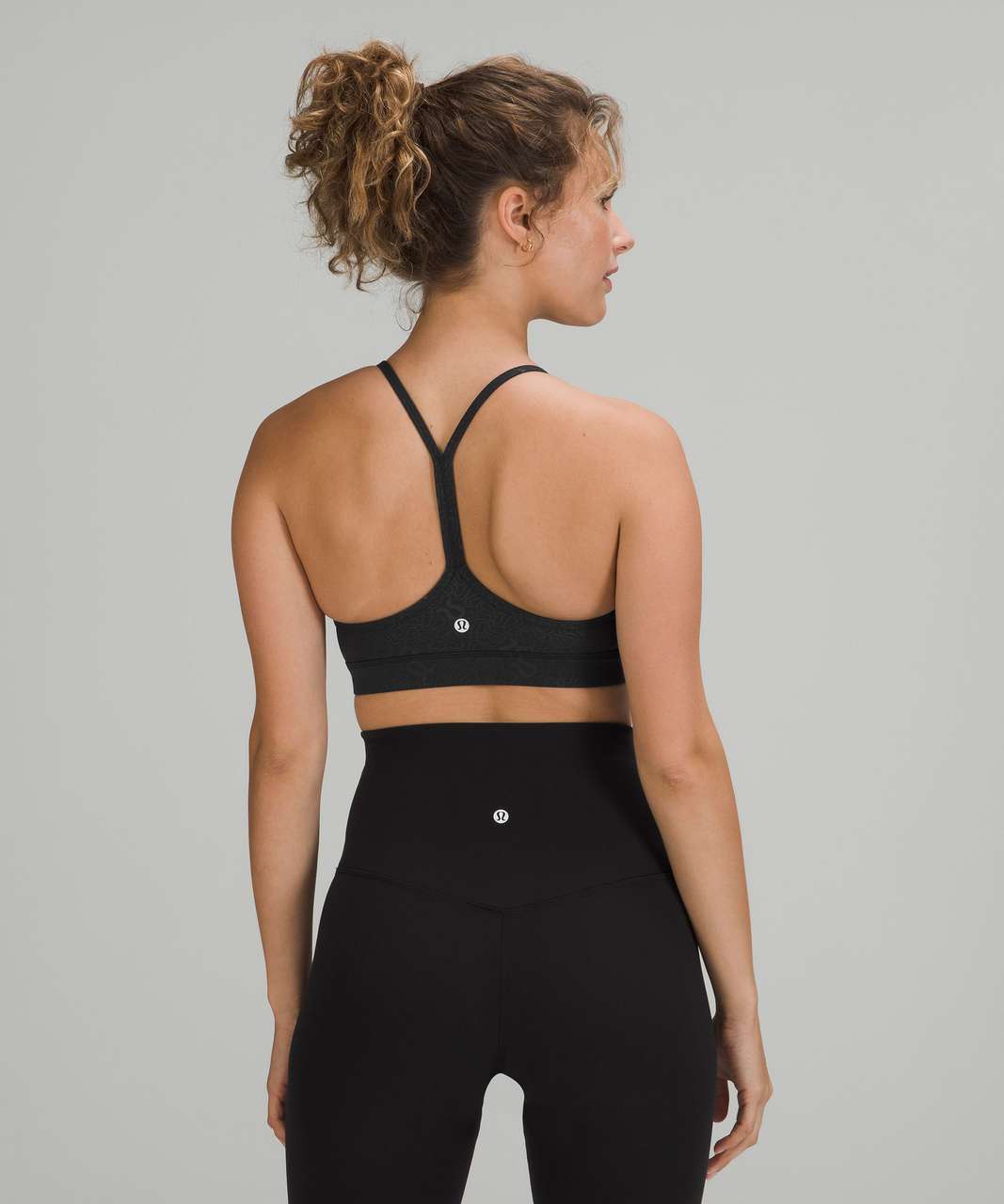 Lululemon Flow Y Nulu Bra *Light Support, A–C Cups - Yogo Emboss Black