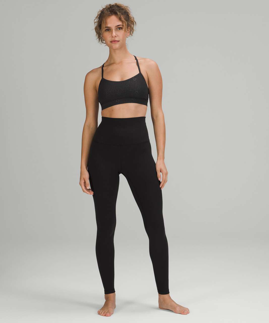 Lululemon Flow Y Nulu Bra *Light Support, A–C Cups - Yogo Emboss Black ...