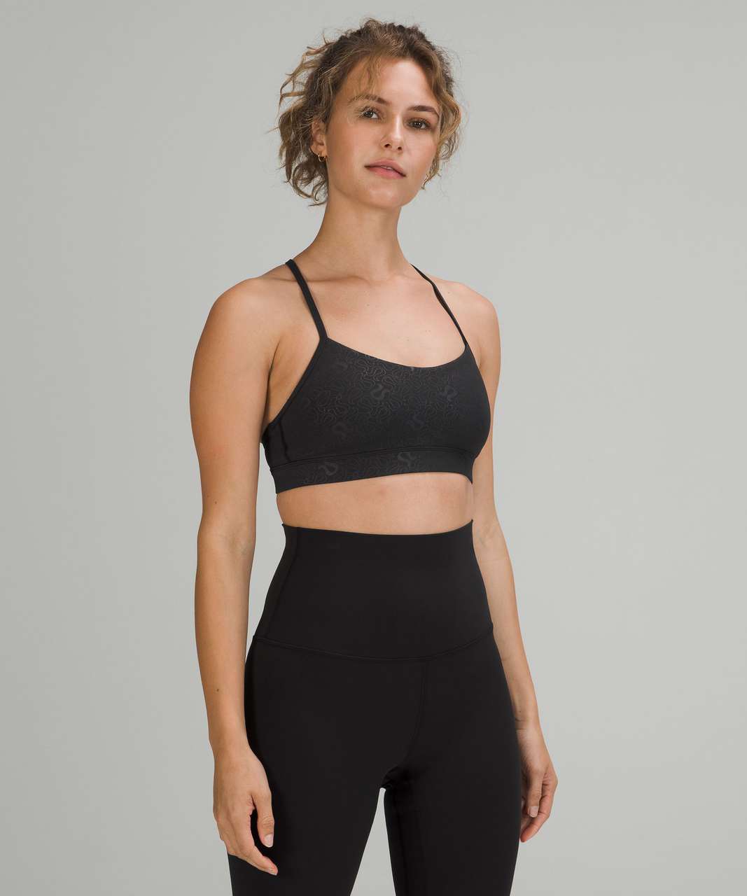 Lululemon Flow Y Nulu Bra *Light Support, A–C Cups - Yogo Emboss Black