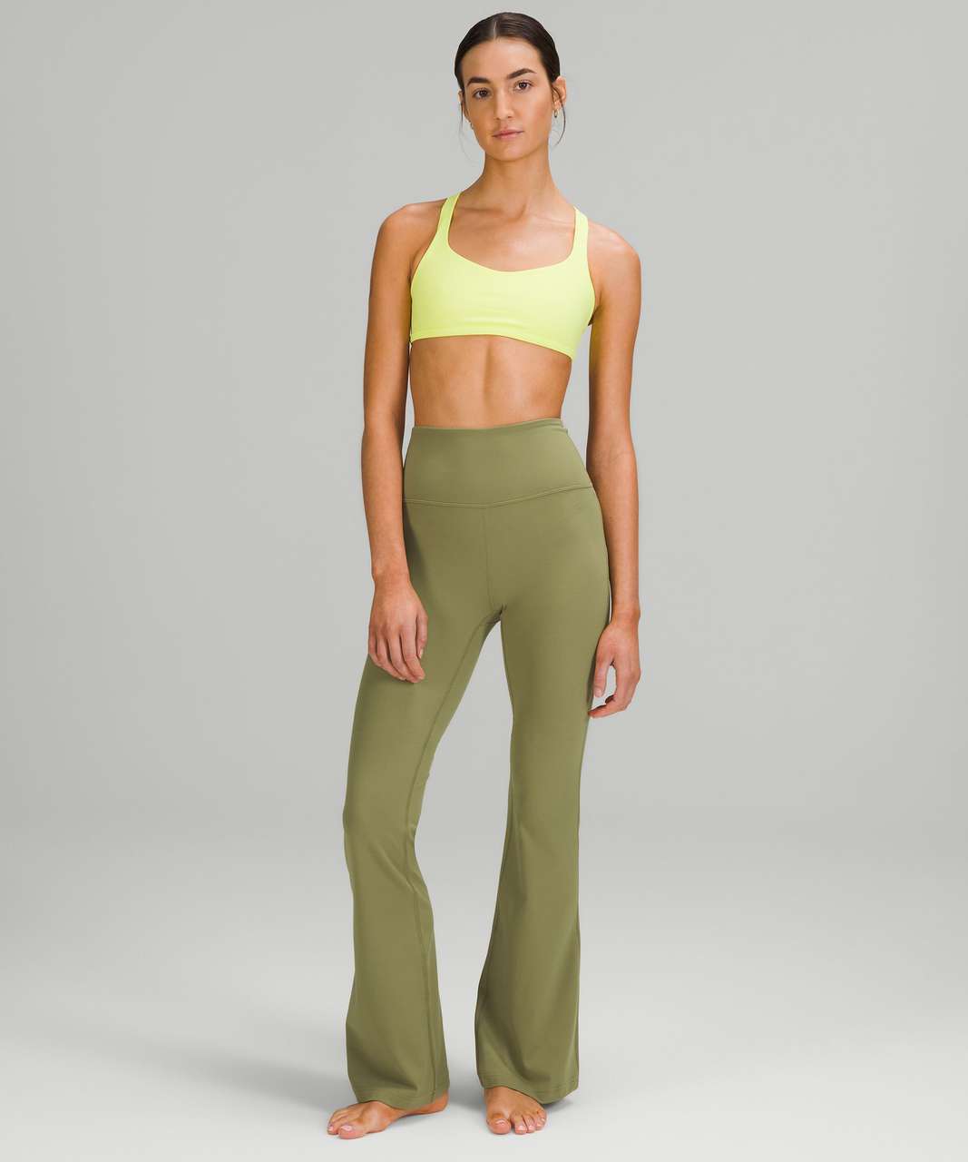 Lululemon Groove Super-High-Rise Flared Pant Nulu - Bronze Green