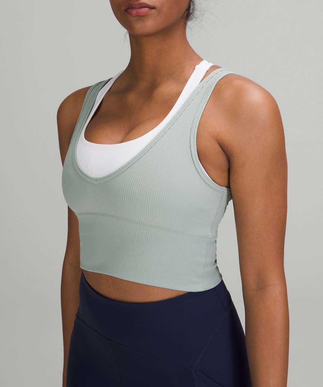 Lululemon Power Pivot Tank Top Rib In Rhino Grey