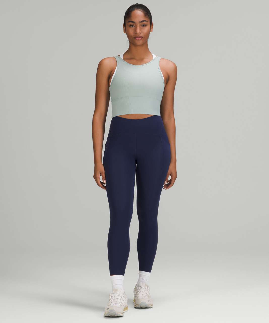 Lululemon Power Pivot Ribbed Tank Top - Silver Blue - lulu fanatics