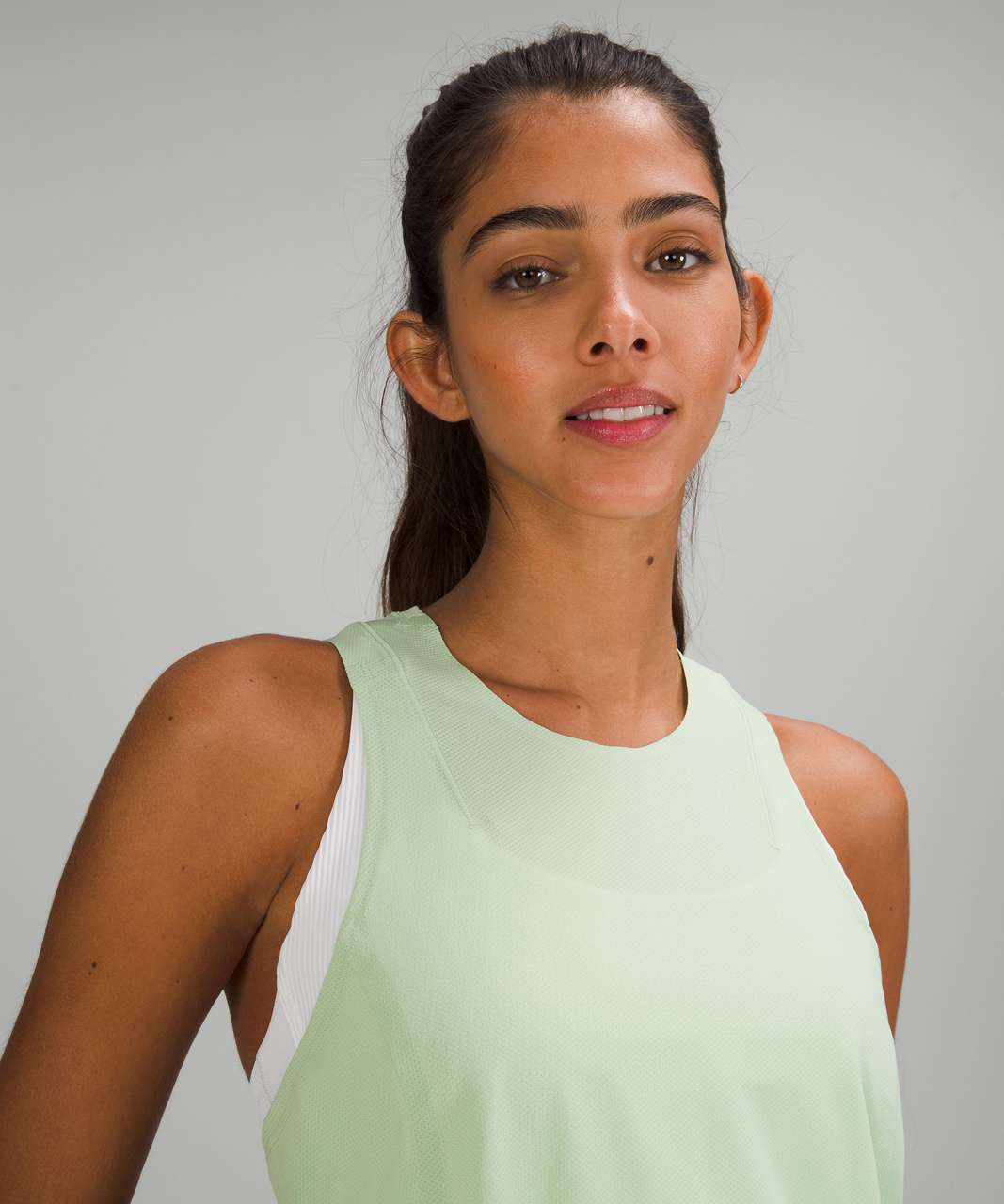 Lululemon No Limits Running Tank Top Built in Shelf Bra Mint Green