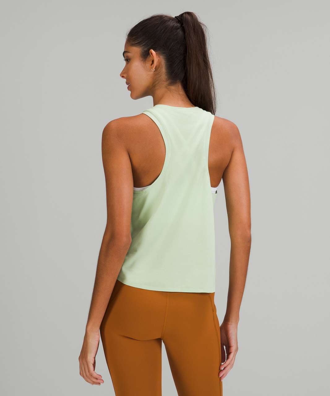 Lululemon No Limits Running Tank Top Built in Shelf Bra Mint Green