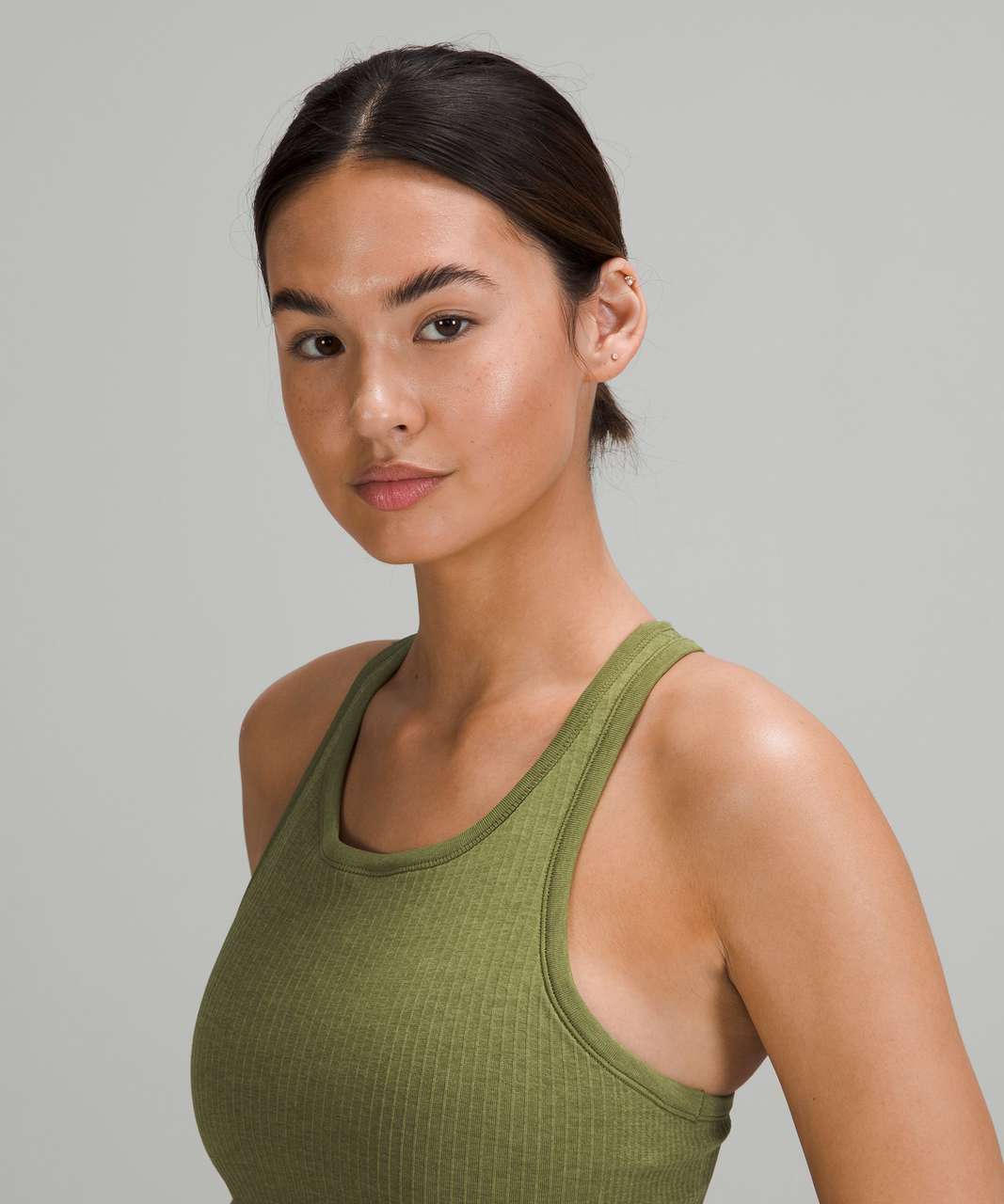 Green Racerback Flowy Cropped Tank Top