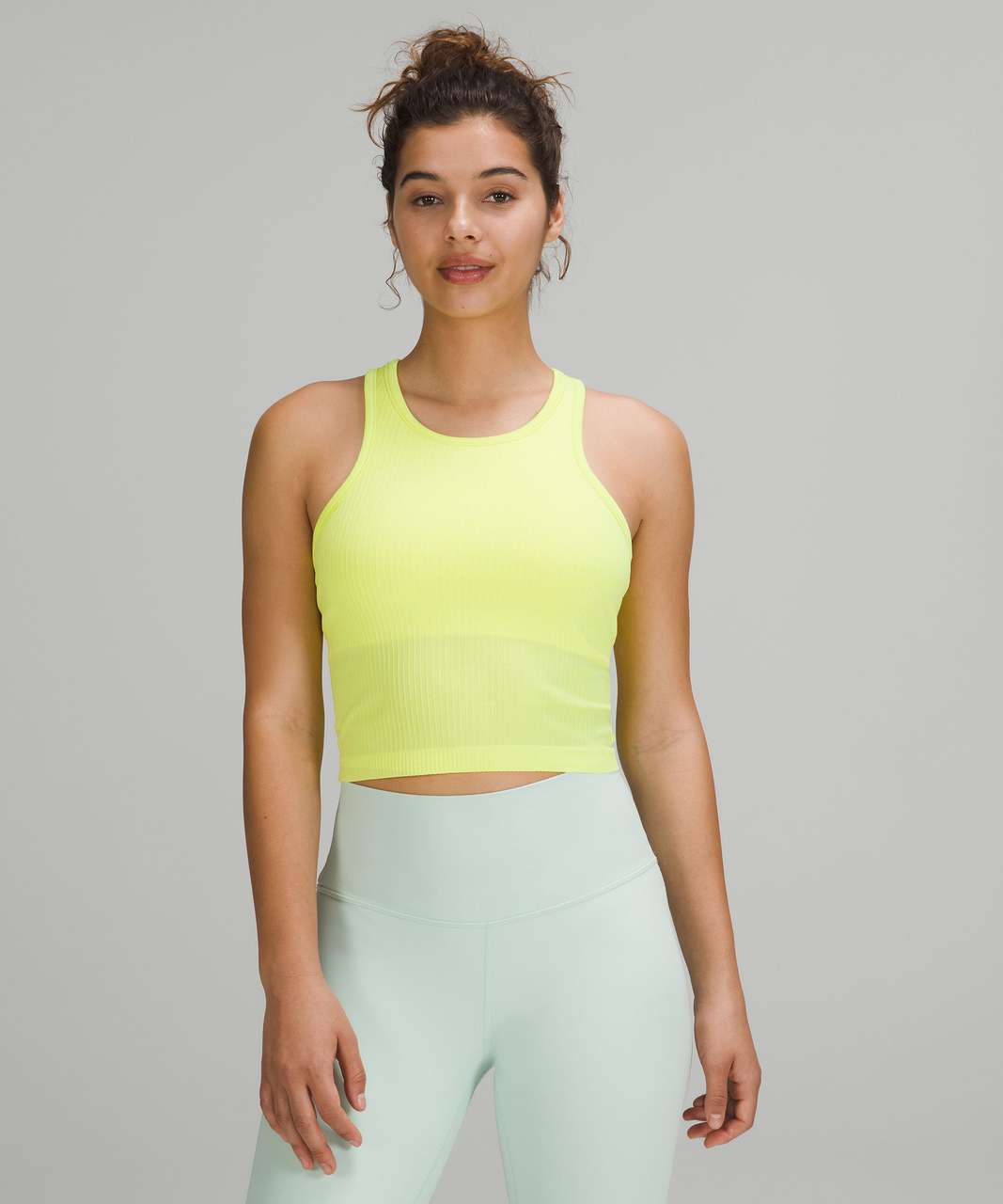 Lululemon Ebb to Street Cropped Racerback Tank Top - Electric Lemon - lulu  fanatics