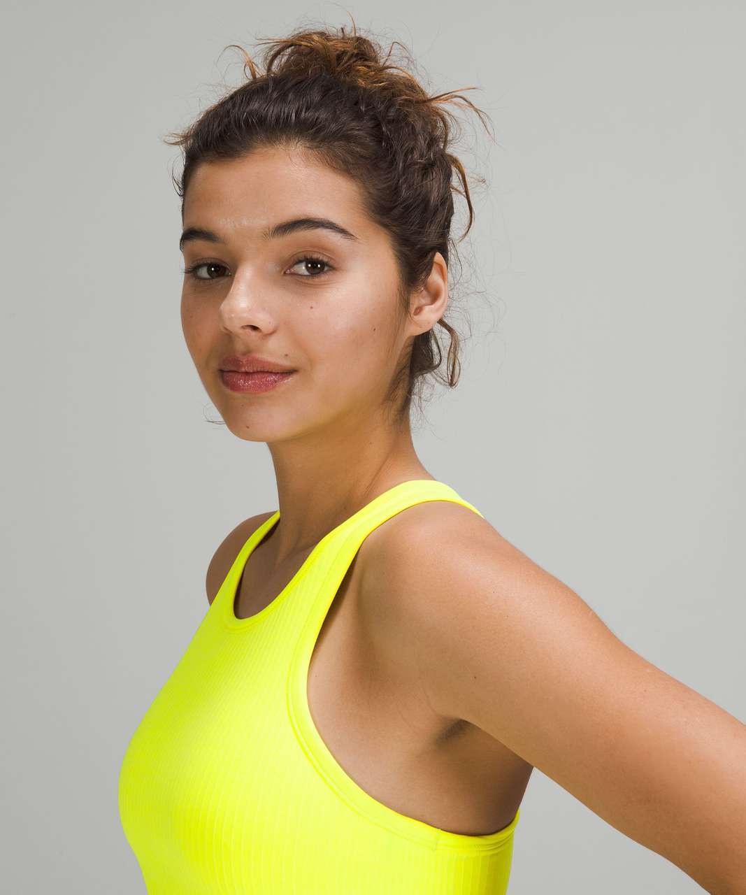 Lululemon Ebb to Street Cropped Racerback Tank Top - Electric Lemon