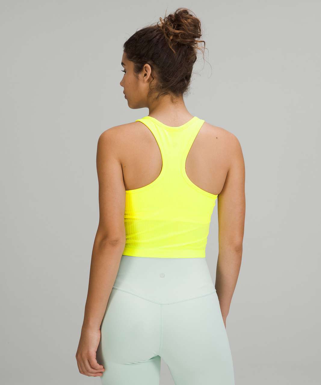 Lululemon Ebb to Street Cropped Racerback Tank Top - Electric Lemon