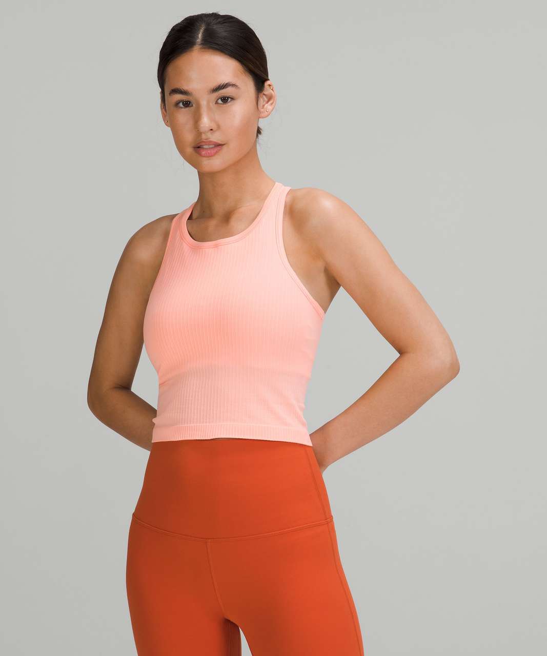 Lululemon Ebb to Street Cropped Racerback Tank Top - Carob Brown - lulu  fanatics