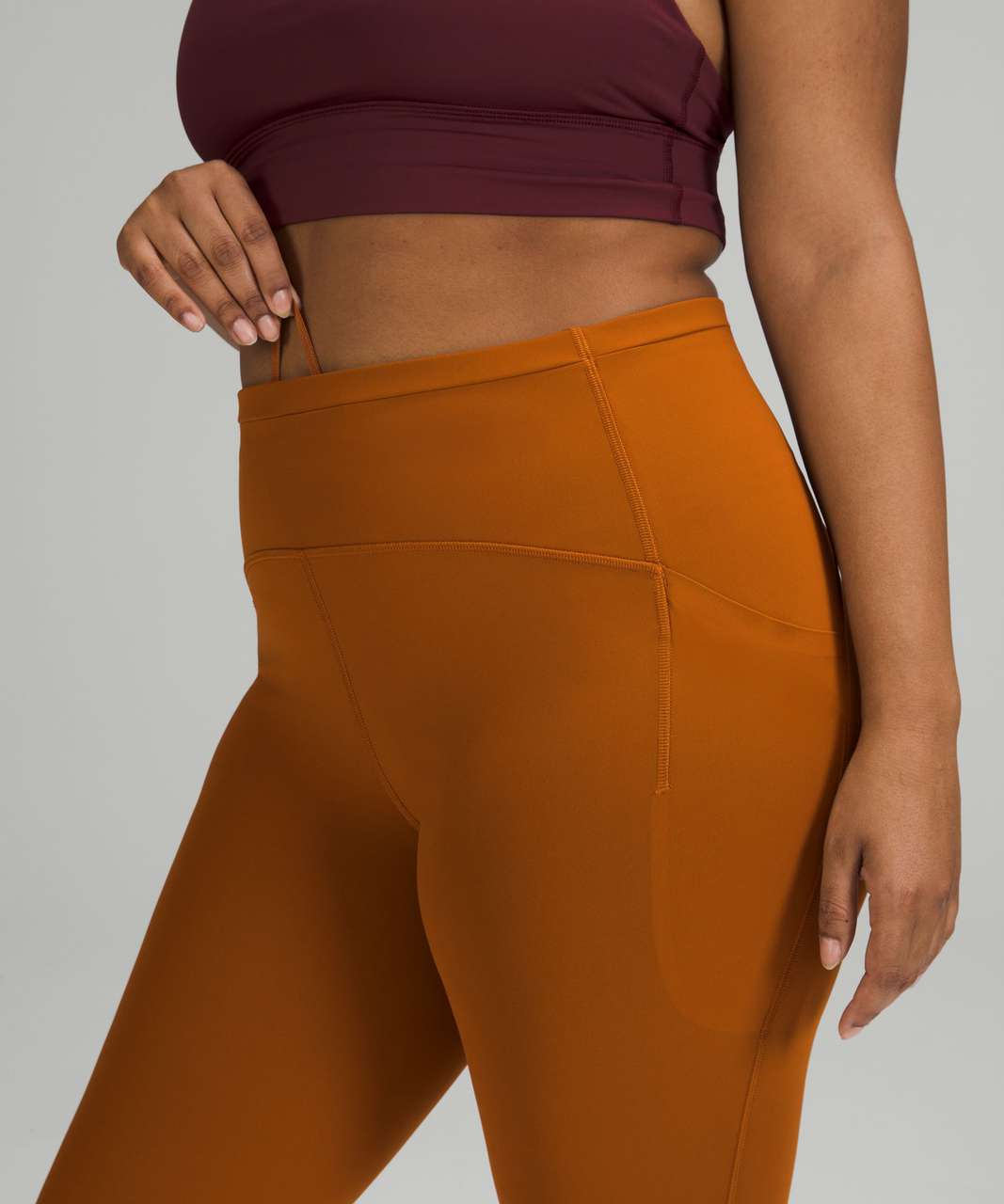 Lululemon Get Centred High Rise Crop 21 - Saddle Brown - lulu fanatics