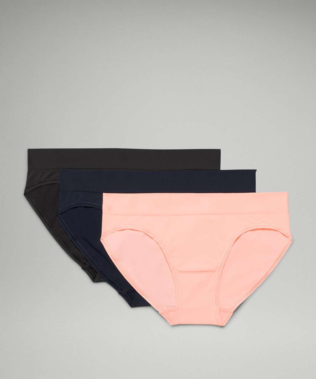 Lululemon Seamless Mid-Rise Bikini Underwear 3 Pack - Black / Dew Pink / True Navy