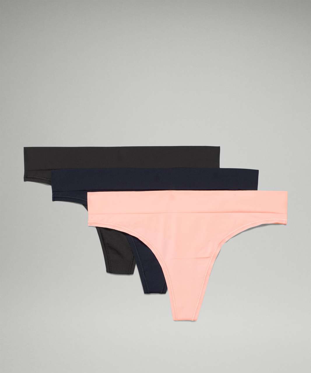 Lululemon Seamless Mid-Rise Thong Underwear 3 Pack - Black / Dew Pink / True  Navy - lulu fanatics