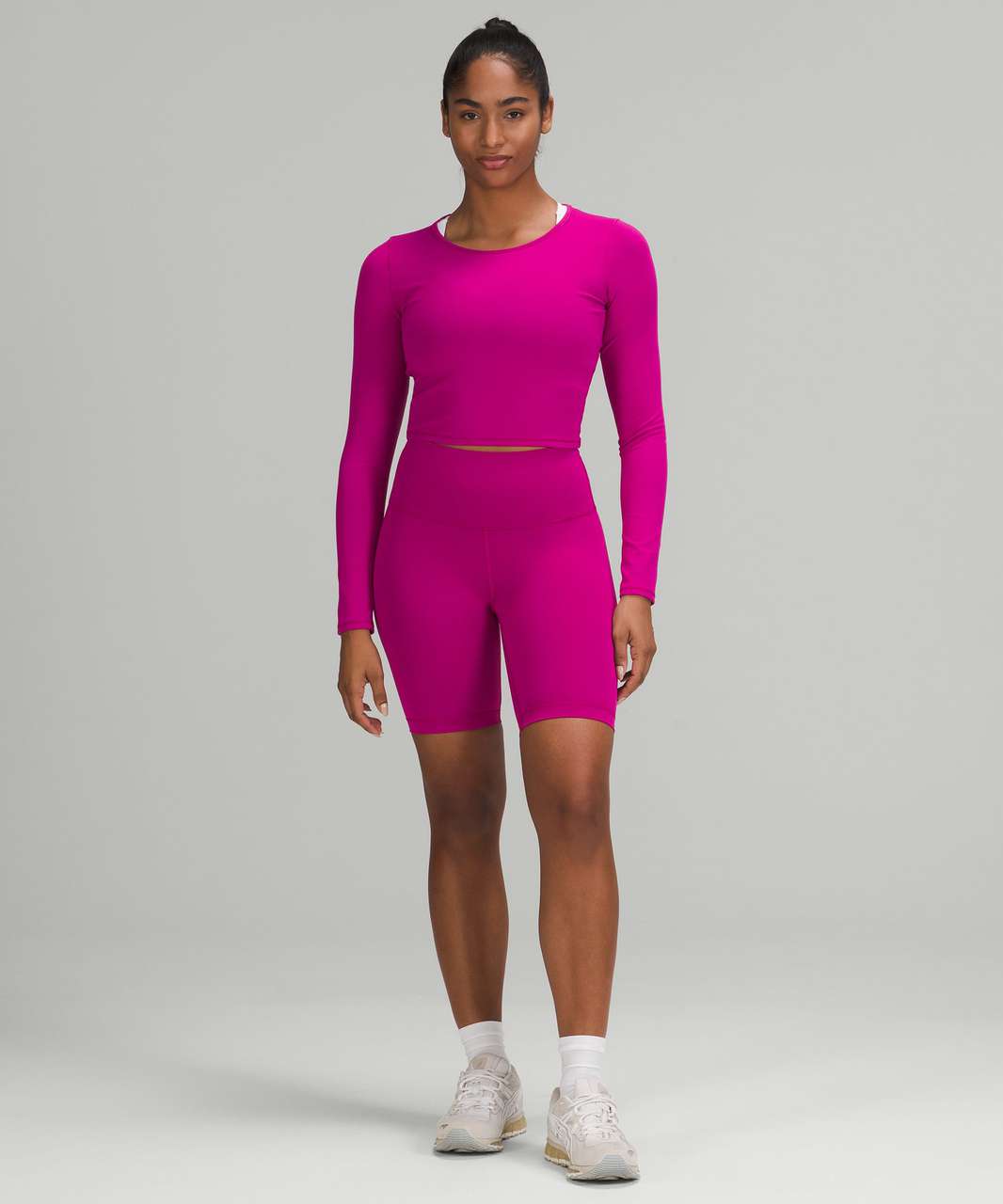 Lululemon Wunder Train Cropped Long Sleeve Shirt - Ripened Raspberry ...