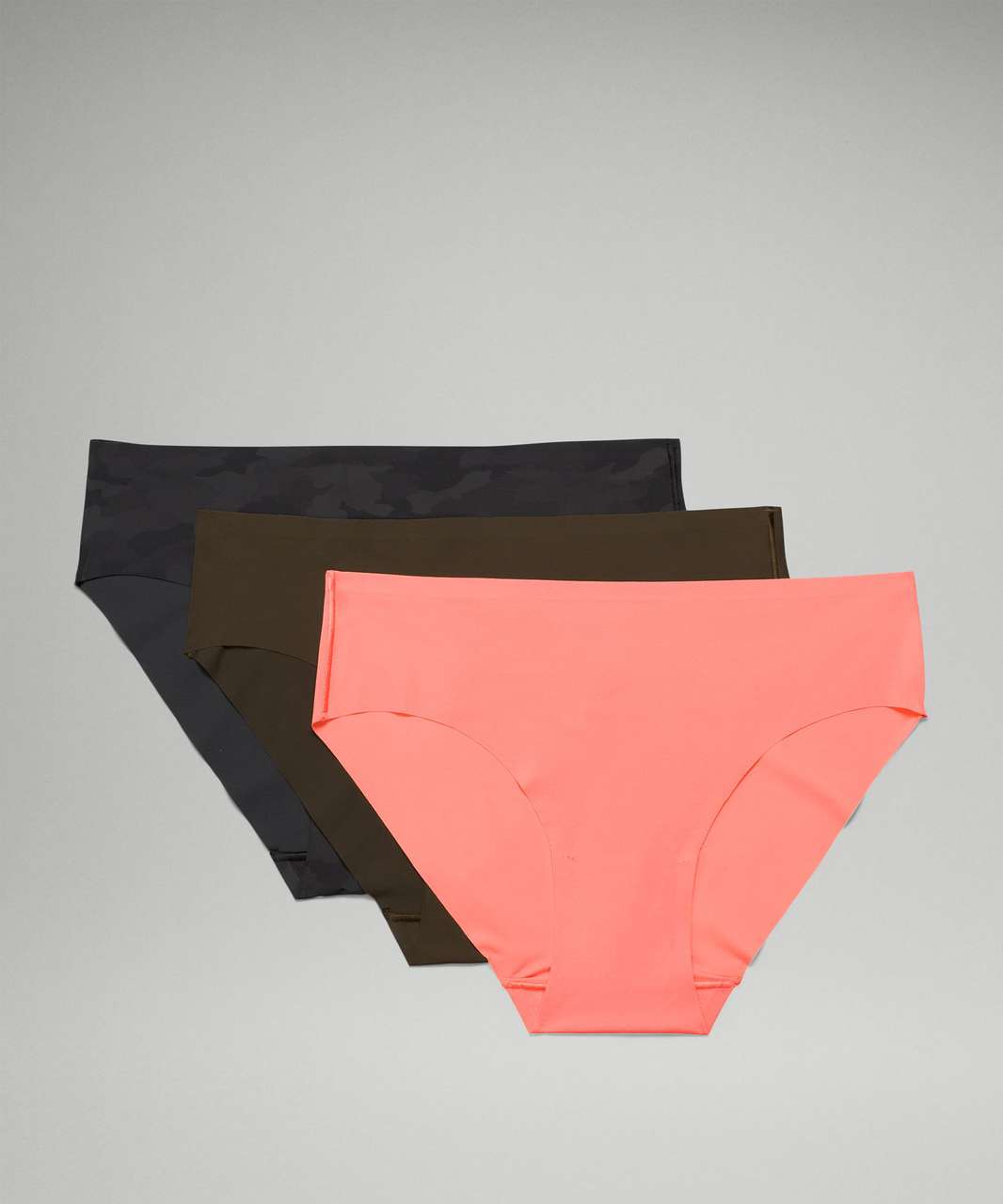 Lululemon InvisiWear Mid-Rise Bikini Underwear 3 Pack - Raspberry Cream / Dark Olive / Heritage 365 Camo Mini Deep Coal Multi