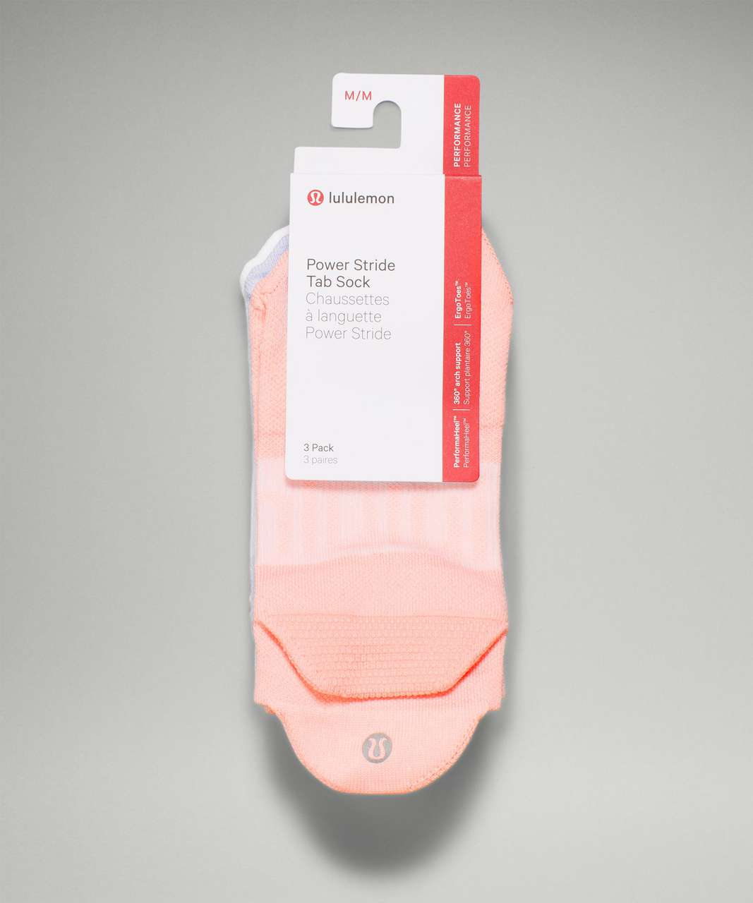 Lululemon Power Stride Tab Sock 3 Pack - Dew Pink / Pastel Blue / White