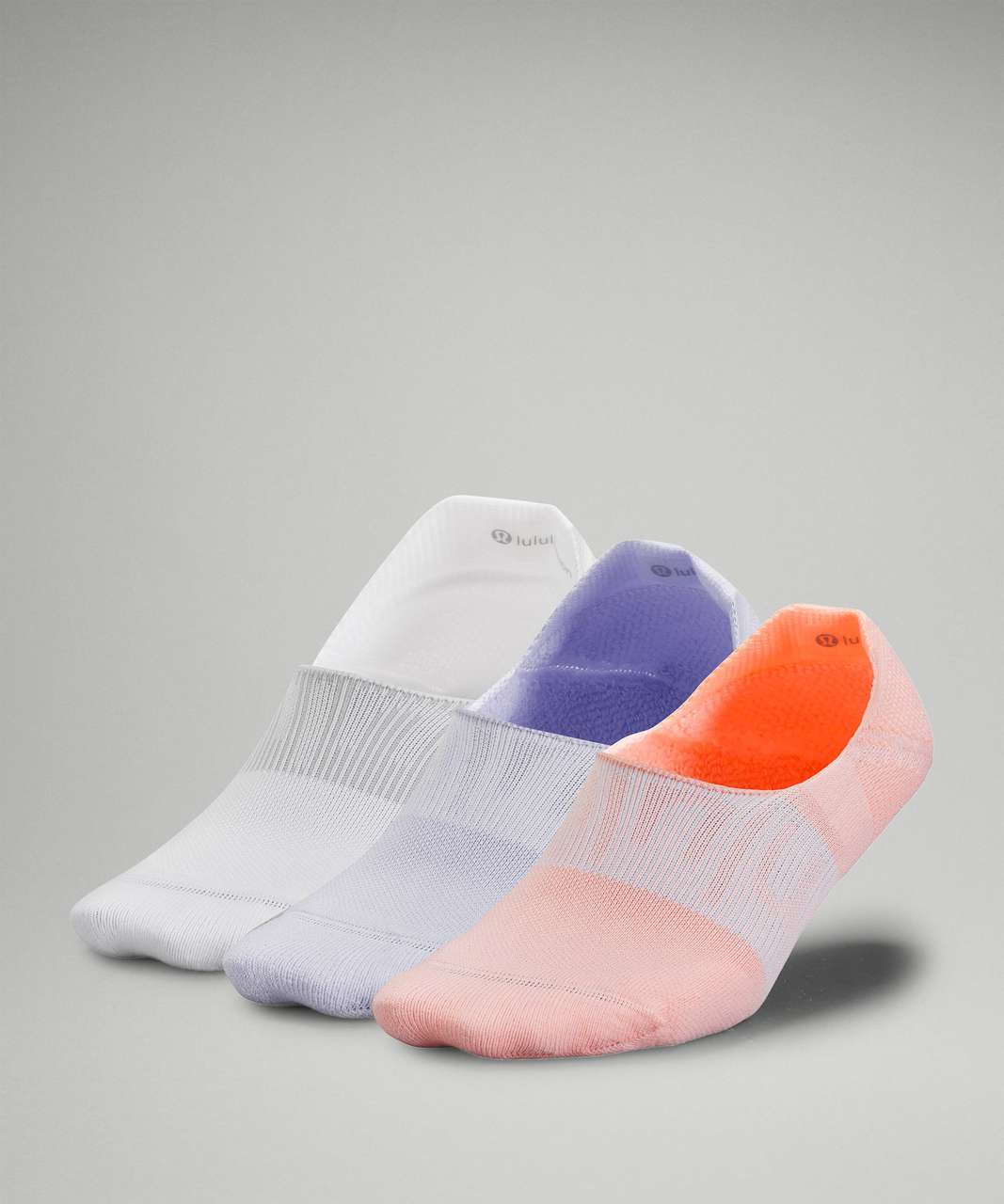 Lululemon Power Stride No-Show Sock with Active Grip 3 Pack - Dew Pink / Pastel Blue / White