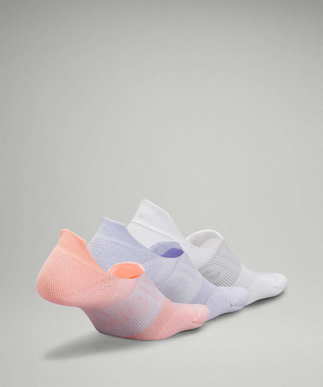 Lululemon Power Stride No-Show Sock with Active Grip 3 Pack - Dew Pink / Pastel Blue / White