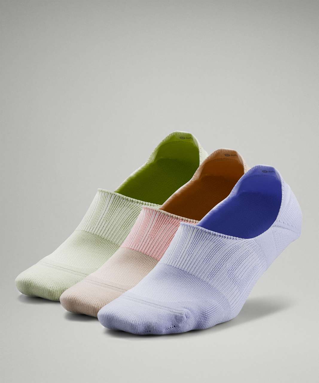 Lululemon Power Stride No-Show Sock with Active Grip 3 Pack - Pastel Blue / Raw Linen / Creamy Mint