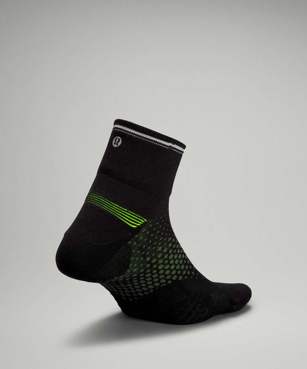 Lululemon MacroPillow Ankle Running Sock *Medium Cushioning - Black / Highlight Yellow