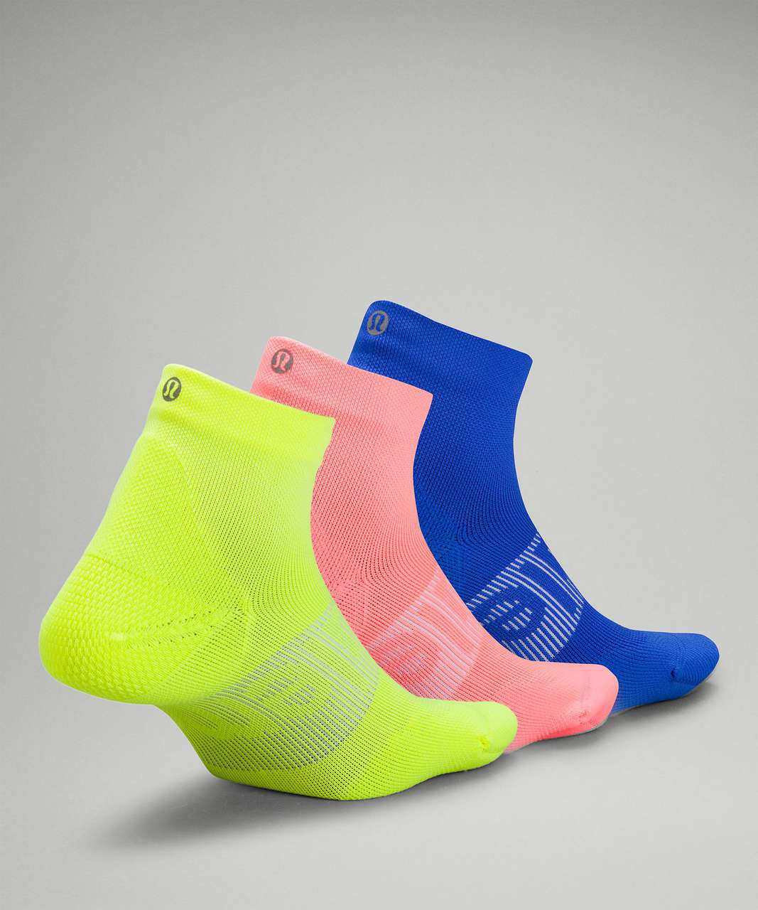 Lululemon Power Stride Ankle Sock 3 Pack - Highlight Yellow / Sunset / Blazer Blue