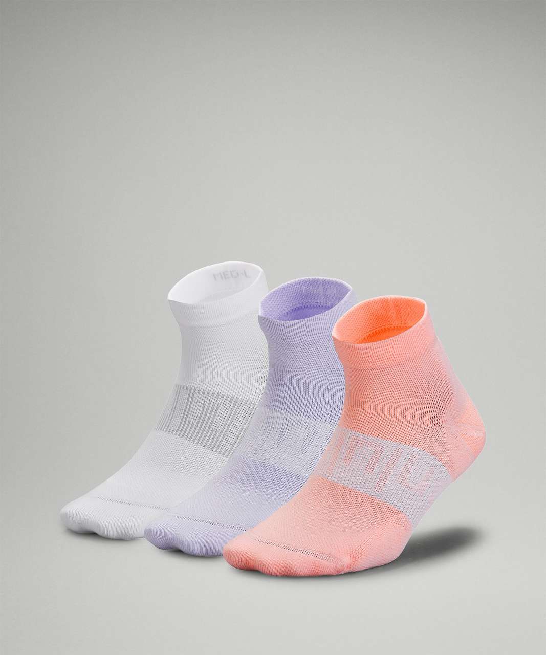 Lululemon Power Stride Ankle Sock 3 Pack - Dew Pink / Pastel Blue / White