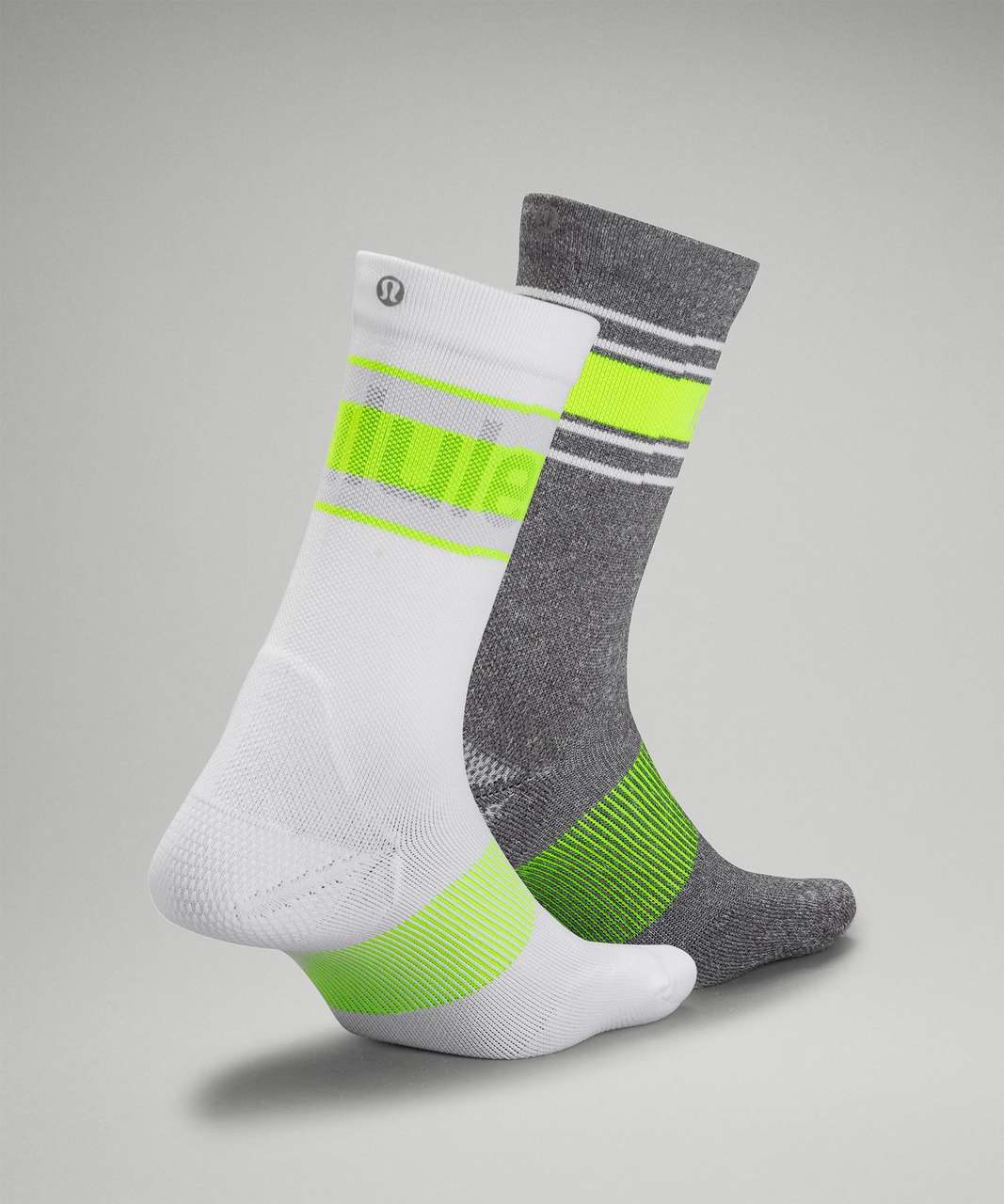 Lululemon Power Stride Crew Sock 2 Pack *Stripe - White / Highlight Yellow