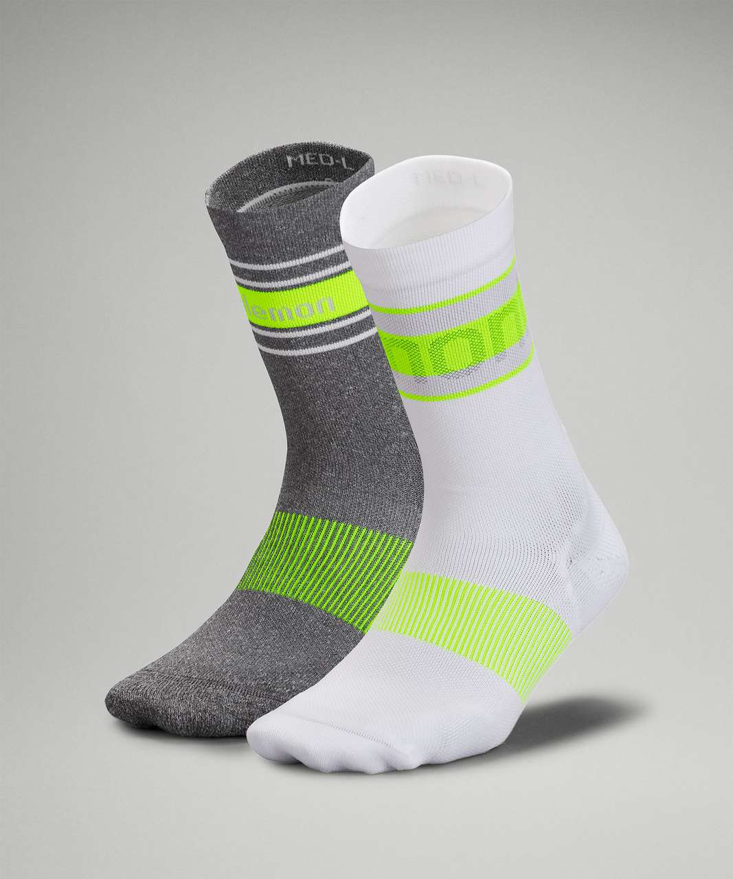 Lululemon Power Stride Crew Sock 2 Pack *Stripe - White / Highlight Yellow