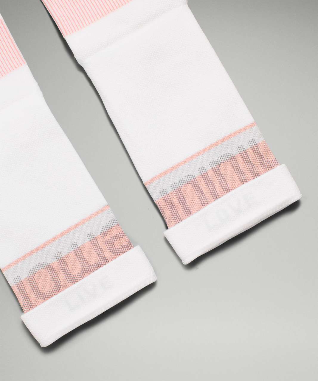 Lululemon Power Stride Crew Sock 2 Pack *Stripe - White / Dew Pink