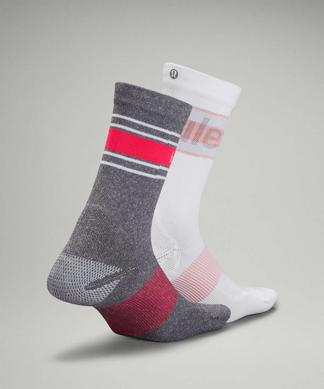 Lululemon Power Stride Crew Sock 2 Pack *Stripe - White / Dew Pink