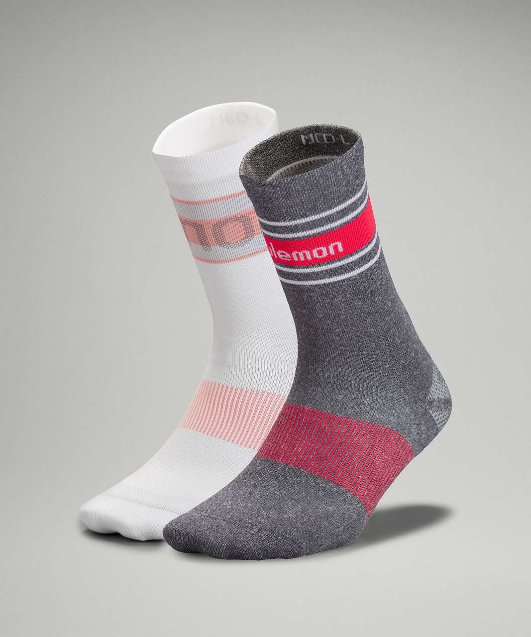 Lululemon Power Stride Crew Sock 2 Pack *Stripe - White / Dew Pink