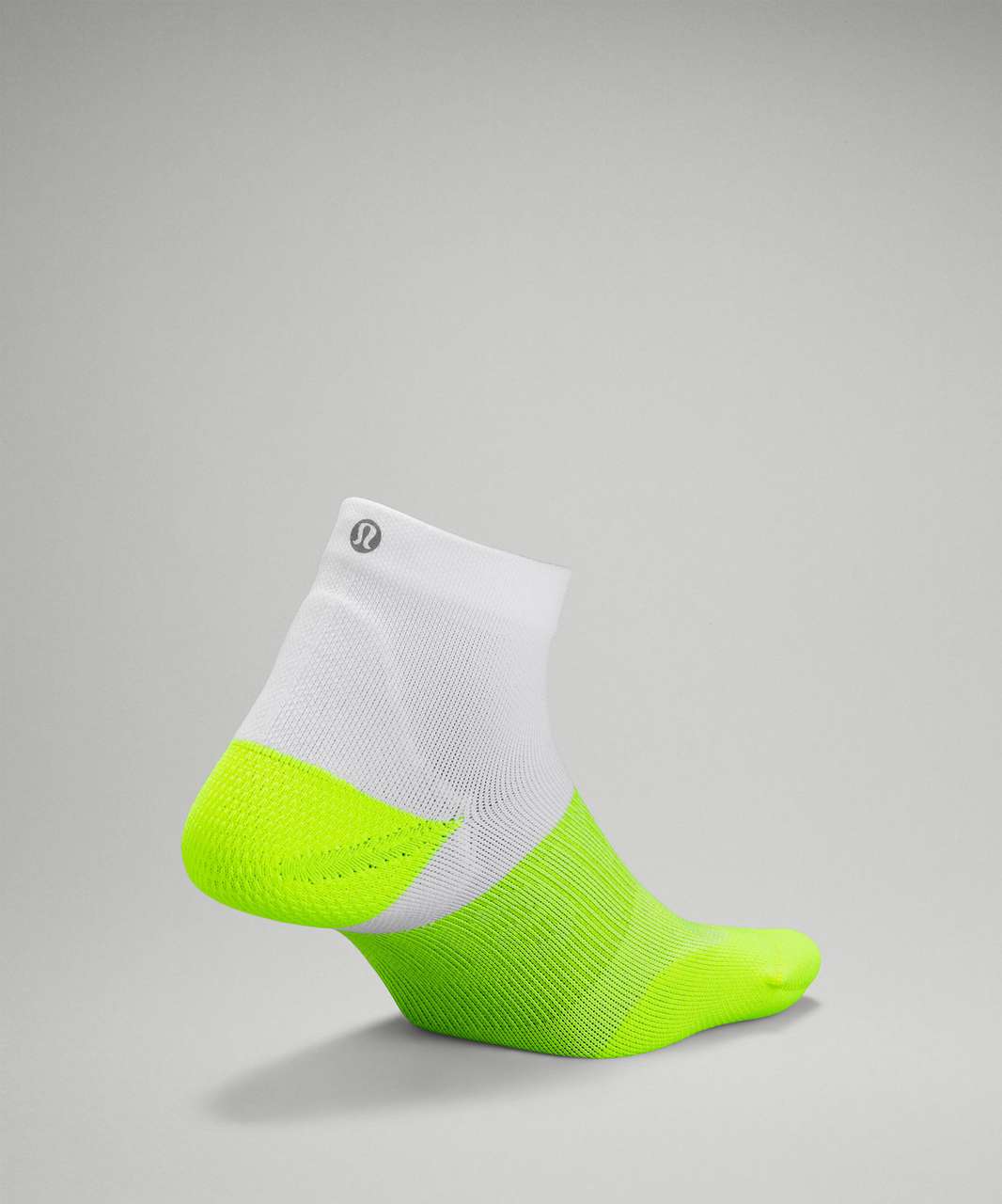 Lululemon Power Stride Ankle Sock *Anti-Stink - White / Highlight Yellow