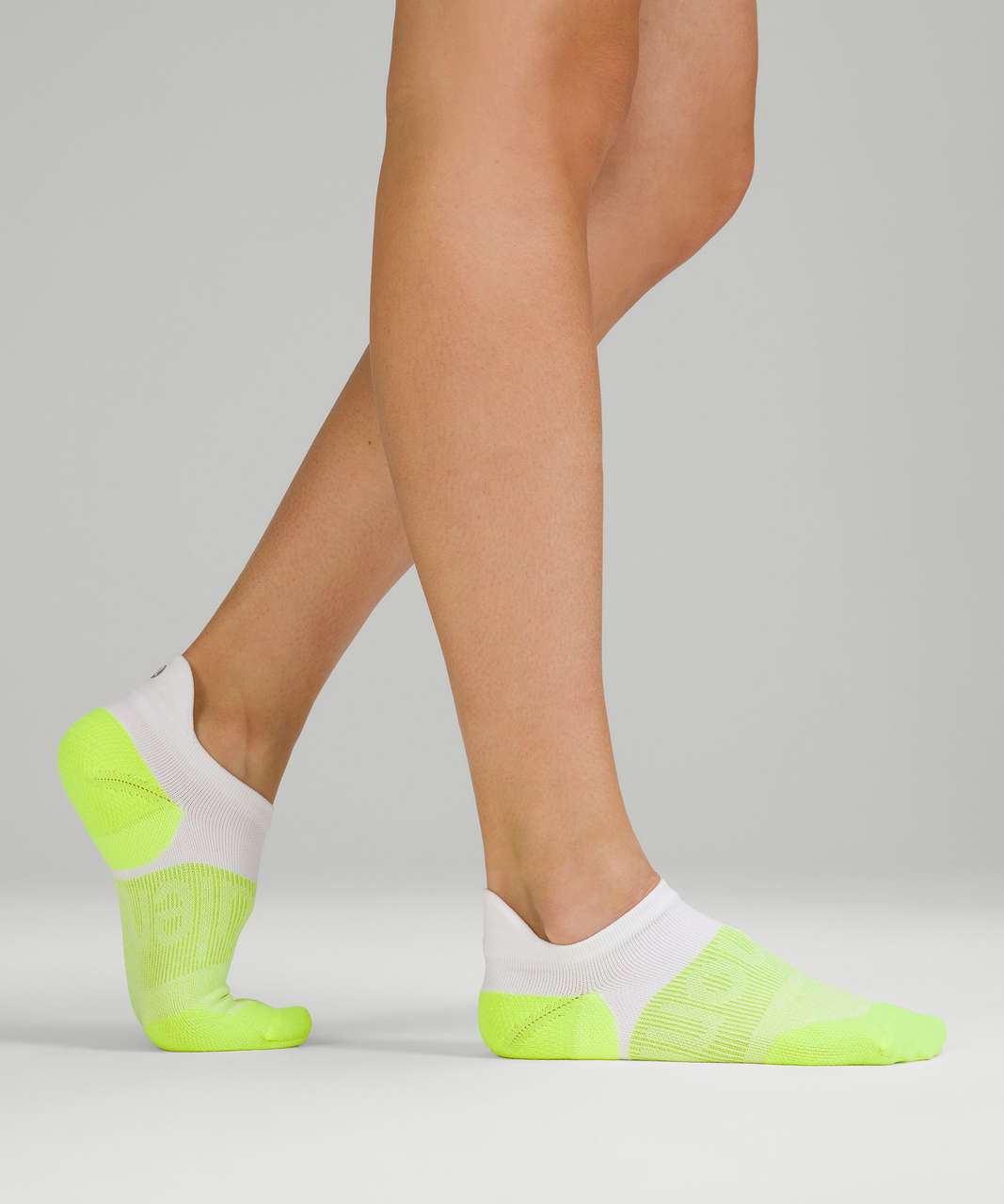 Lululemon Power Stride Tab Sock *Anti-Stink - White / Highlight Yellow