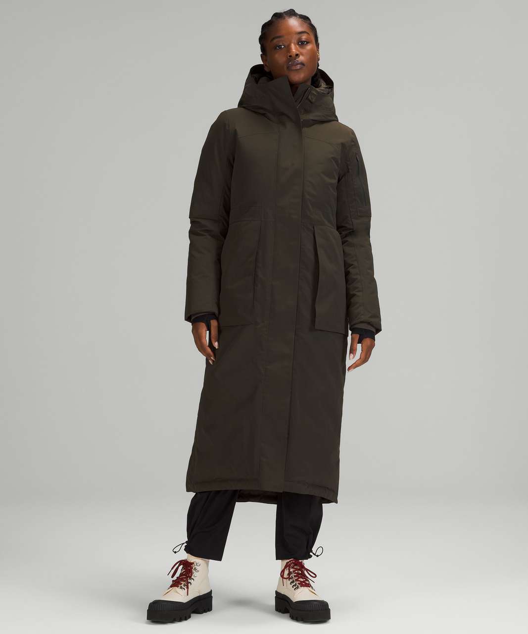 Lululemon Winter Warrior Long Parka - Dark Olive