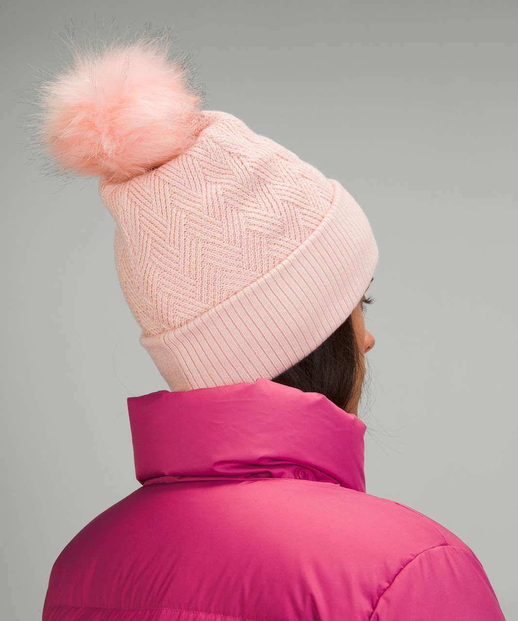 Lululemon Chevron Knit Pom Beanie - Pink Mist