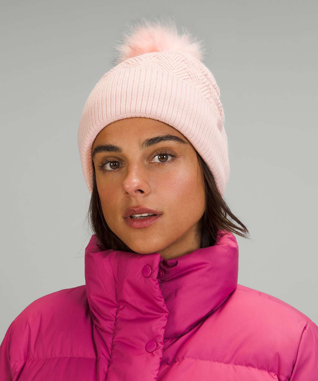 Lululemon Chevron Knit Pom Beanie - Pink Mist