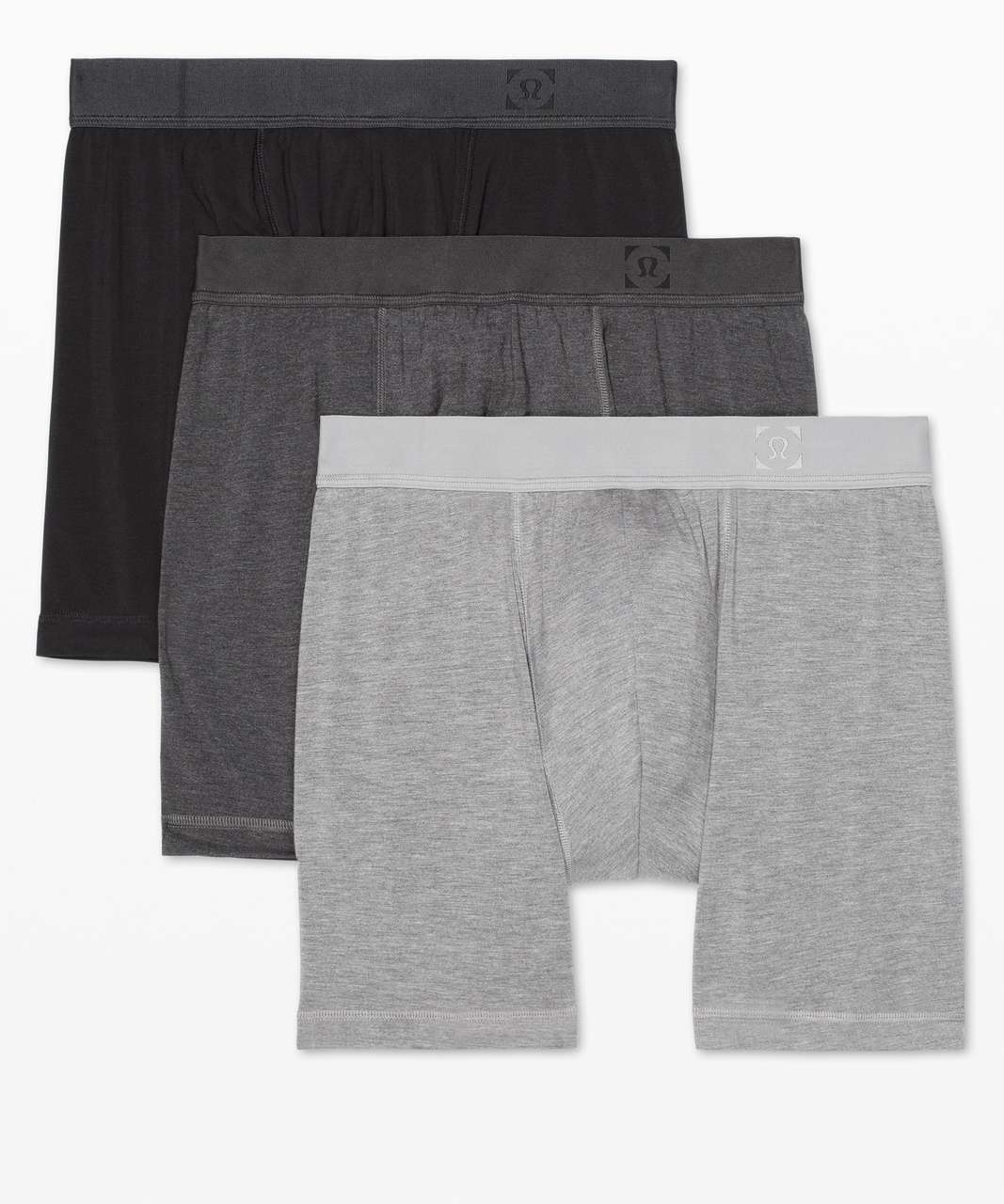 Lululemon Always in Motion Boxer 5" 3 Pack - Black / Heathered Core Medium Grey / Heathered Core Dark Grey