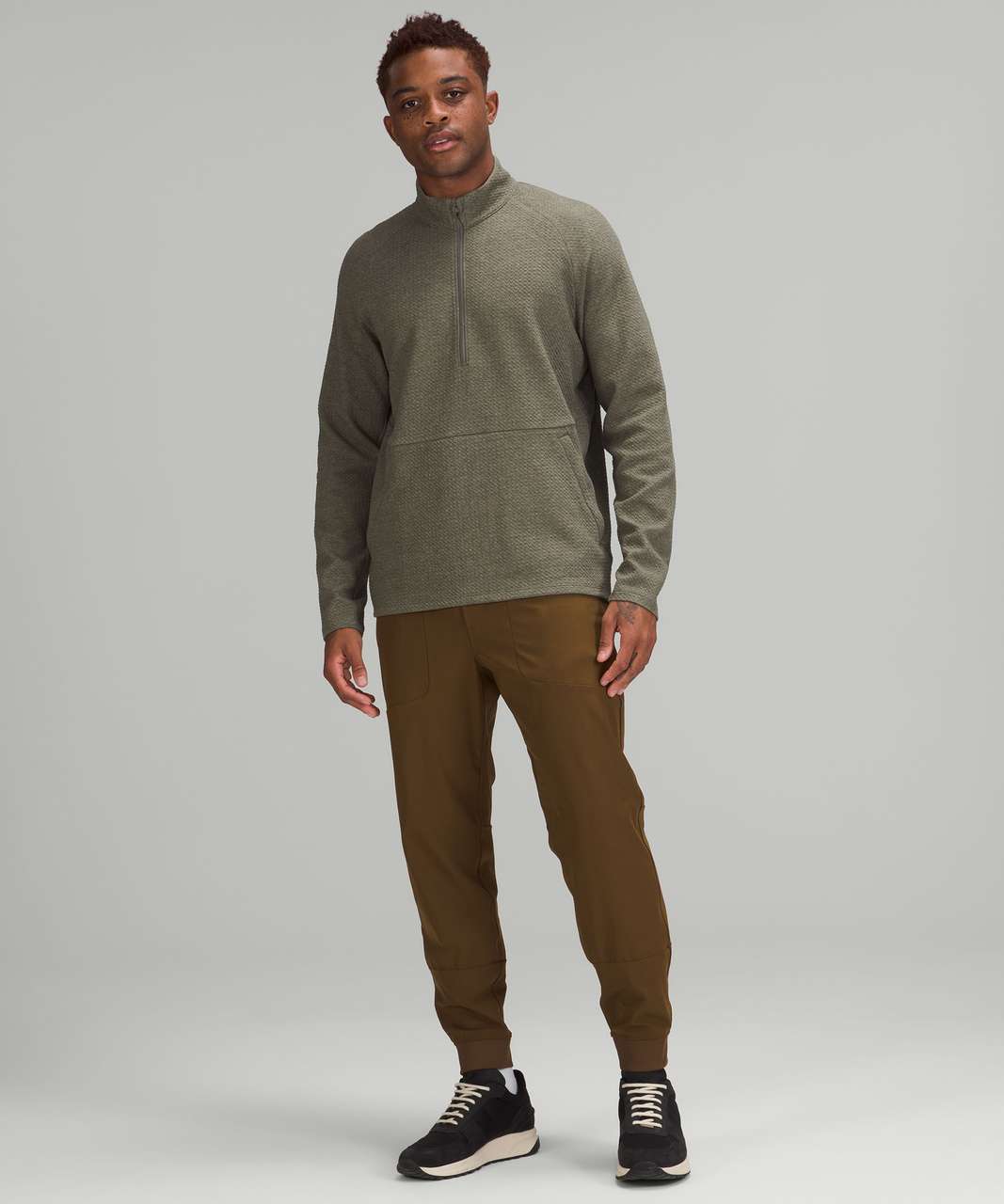 Lululemon At Ease Half-Zip - Heathered Grey Sage / Black