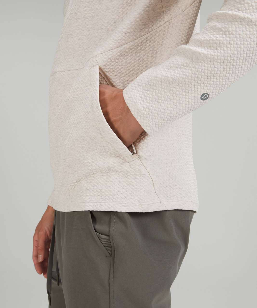 Lululemon At Ease Half-Zip - Heathered Light Ivory / White