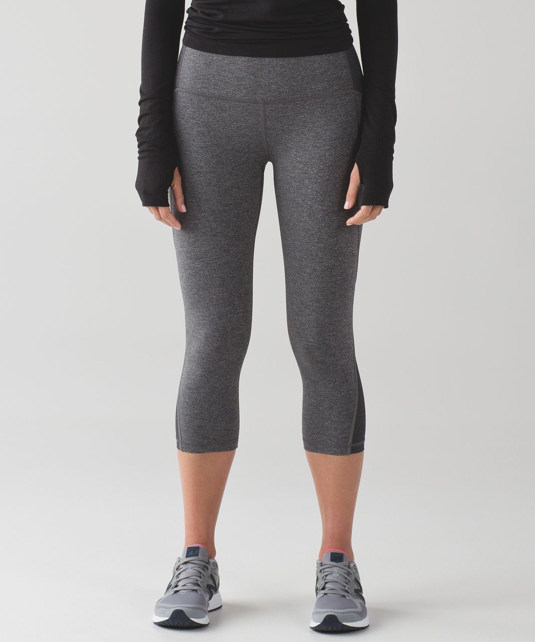 Lululemon Free Runner Crop - Heathered Black - lulu fanatics