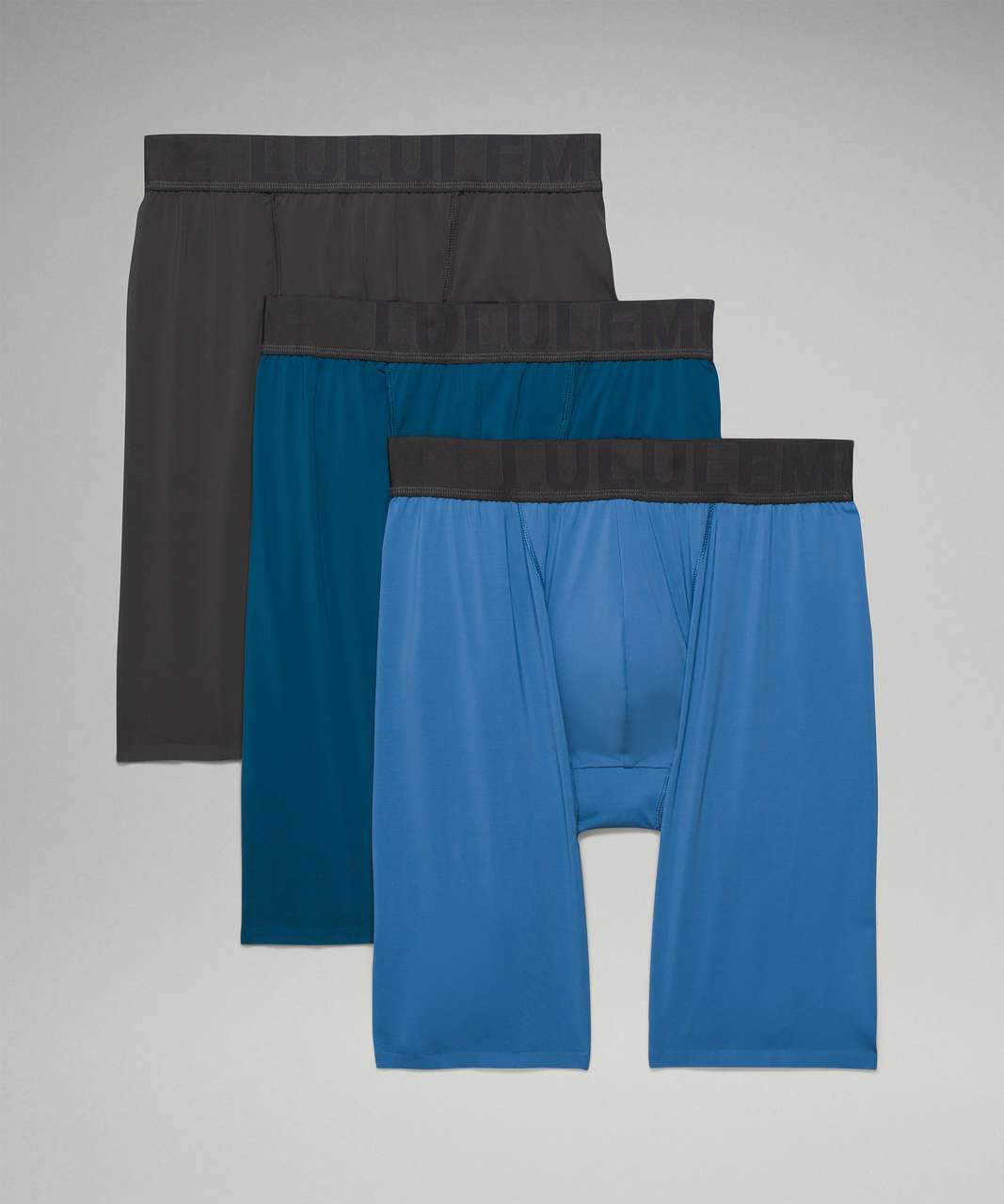 Lululemon Built to Move Long Boxer 7" 3 Pack - Graphite Grey / Soft Denim / Blue Borealis