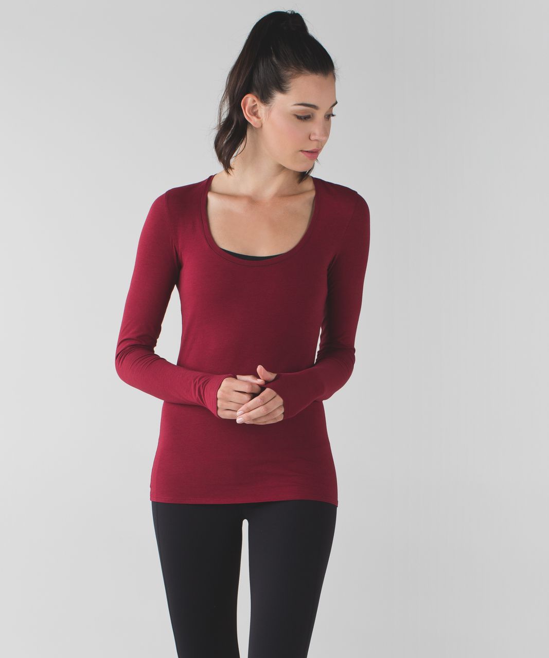 Lululemon Anahatasana Long Sleeve Tee - Heathered Cranberry